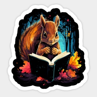 Squirrel Reads Book Sticker